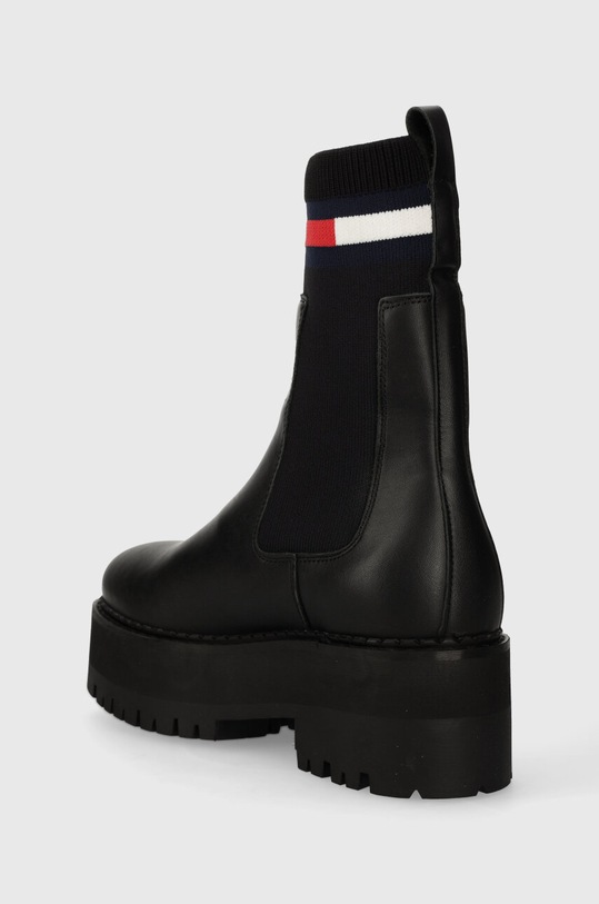 Încălțăminte Tommy Jeans ghete chelsea de piele TJW FLATFORM CHELSEA SOCK EN0EN02301 negru
