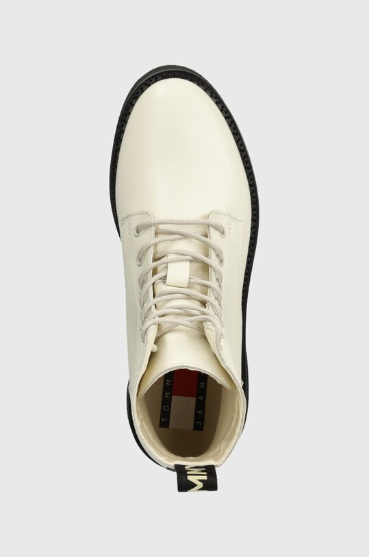 Tommy Jeans botki skórzane TJW LACE UP FLAT BOOT biały EN0EN02310