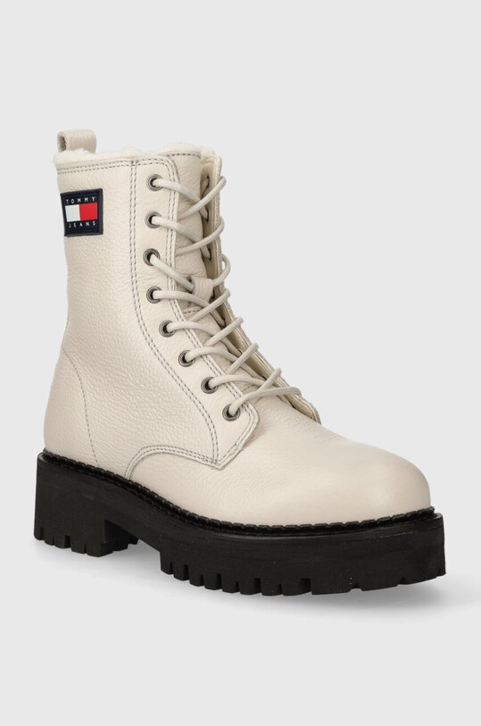Tommy Jeans bocanci de piele TJW URBAN BOOT TUMBLED LTR WL EN0EN02317 bej AW24