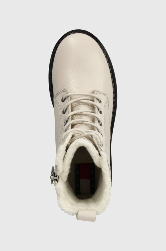Tommy Jeans bocanci de piele TJW URBAN BOOT TUMBLED LTR WL bej EN0EN02317
