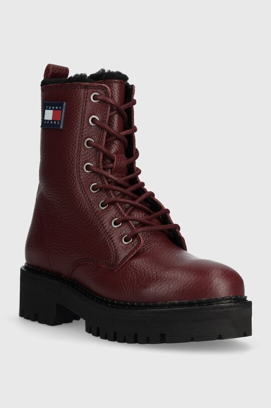 Tommy Jeans workery skórzane TJW URBAN BOOT TUMBLED LTR WL EN0EN02317 bordowy AW24