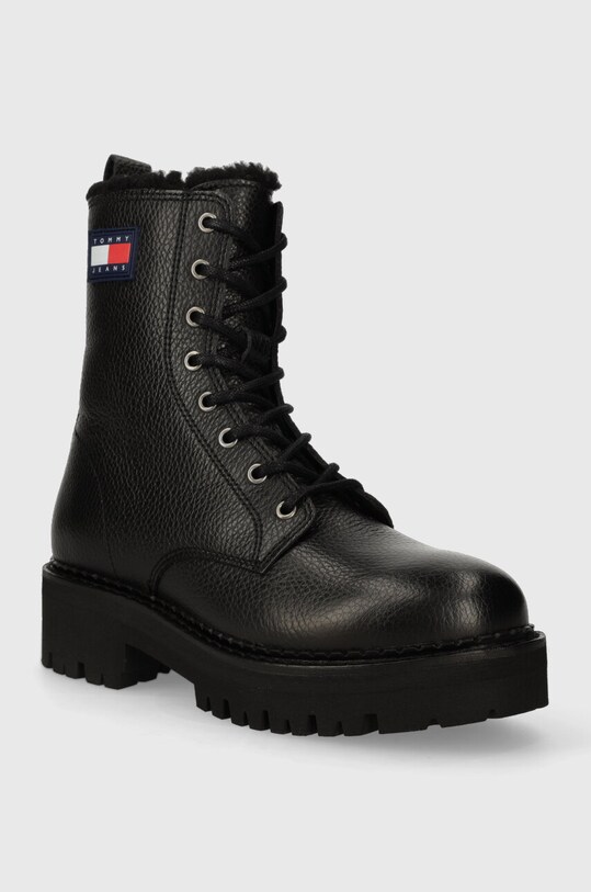 Kožené workery Tommy Jeans TJW URBAN BOOT TUMBLED LTR WL EN0EN02317 černá AW24
