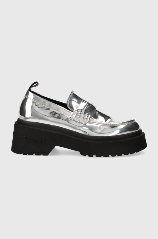 Tommy Jeans mocasini TJW CHUNKY LOAFER METALLIC imitatie de piele lacuita argintiu EN0EN02321