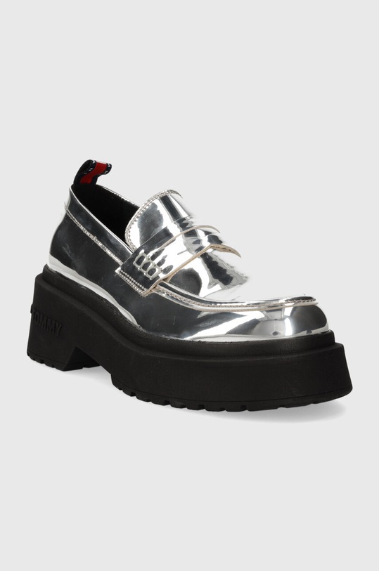Tommy Jeans mocasini TJW CHUNKY LOAFER METALLIC EN0EN02321 argintiu AW23