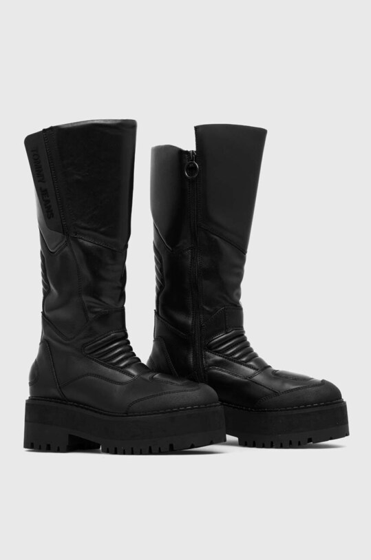 Čizme Tommy Jeans TJW LONG SHAFT BIKER BOOT EN0EN02376 crna AW23