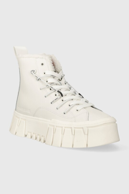 Tommy Jeans sneakers din piele TJW VULC PLATFORM MC WL EN0EN02394 alb AW23