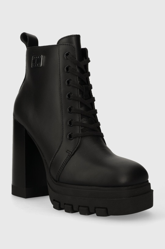Tommy Jeans cizme de piele TJW HIGH HEEL LACE UP BOOT EN0EN02408 negru AW23