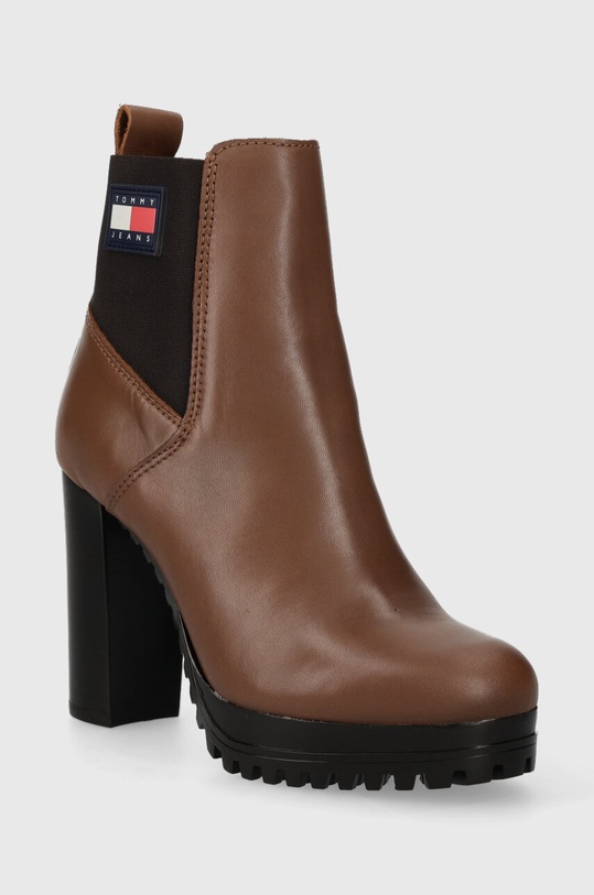 Tommy Jeans cizme de piele TJW NEW ESS HIGH HEEL BOOT EN0EN02439 maro AW24