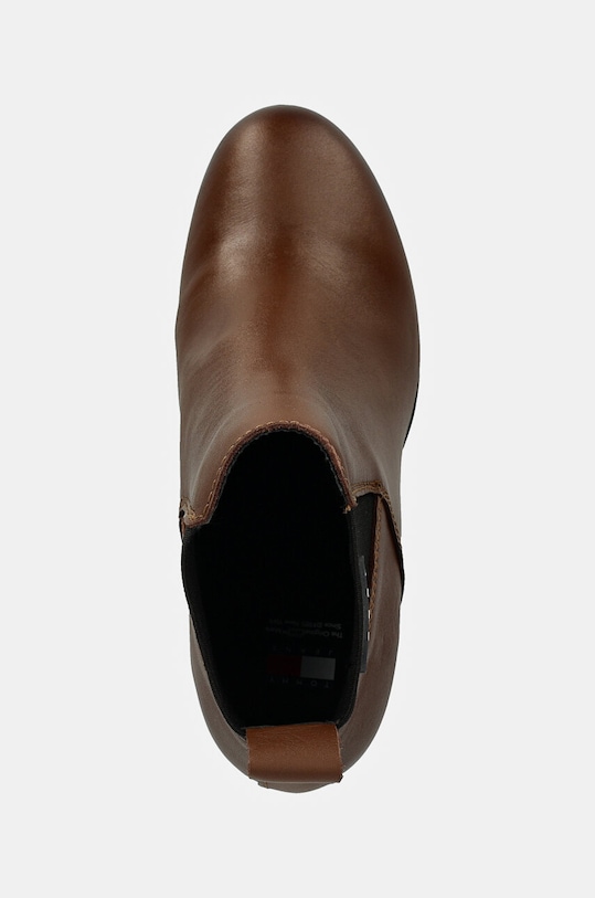 Кожени боти челси Tommy Jeans TJW NEW ESS HIGH HEEL BOOT кафяв EN0EN02439