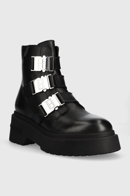Шкіряні черевики Tommy Jeans TJW CHUNKY BOOT HARDWARE EN0EN02443 чорний AW23