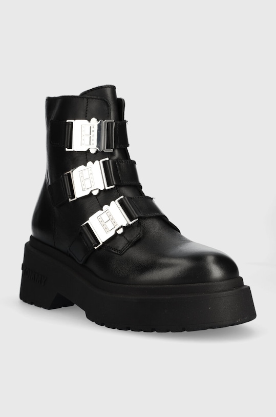 Tommy Jeans botki skórzane TJW CHUNKY BOOT HARDWARE EN0EN02443 czarny AW23