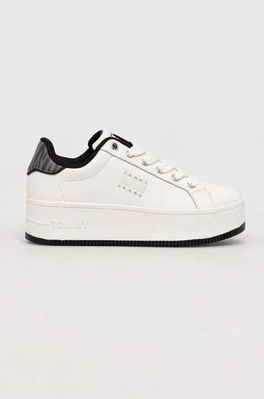 Tommy Jeans sneakers din piele TJW FLATFORM ANIMAL PRINT platformă alb EN0EN02537