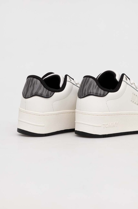 Încălțăminte Tommy Jeans sneakers din piele TJW FLATFORM ANIMAL PRINT EN0EN02537 alb