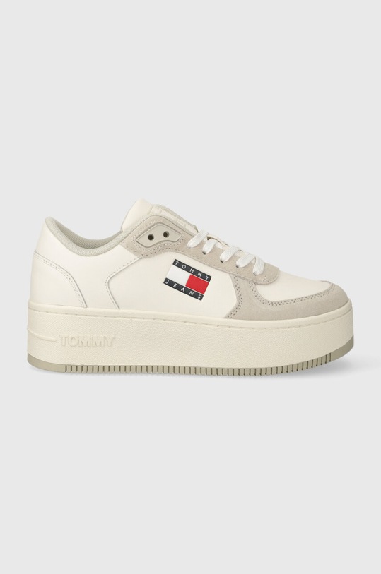 Tommy Jeans sneakers din piele TJW FLATFORM MAT MIX piele întoarsă bej EN0EN02538
