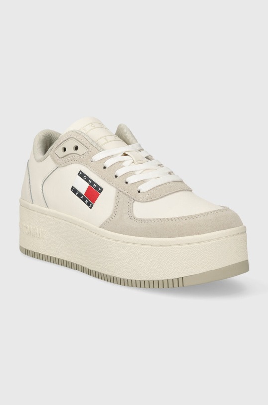 Tommy Jeans sneakers din piele TJW FLATFORM MAT MIX EN0EN02538 bej AW23