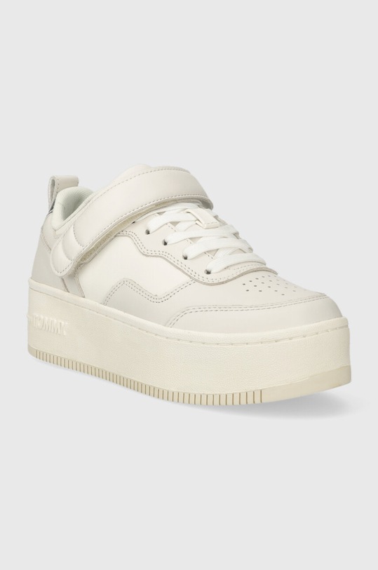 Tommy Jeans sneakers din piele TJW FLATFORM VELCRO EN0EN02539 alb AW23