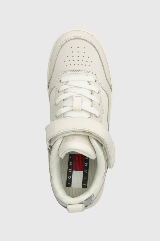 Tommy Jeans sneakers din piele TJW FLATFORM VELCRO alb EN0EN02539
