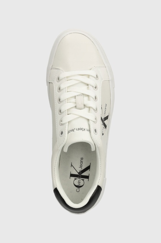 Kožené sneakers boty Calvin Klein Jeans BOLD VULC FLATFORM LACEUP LTH WN bílá YW0YW00821