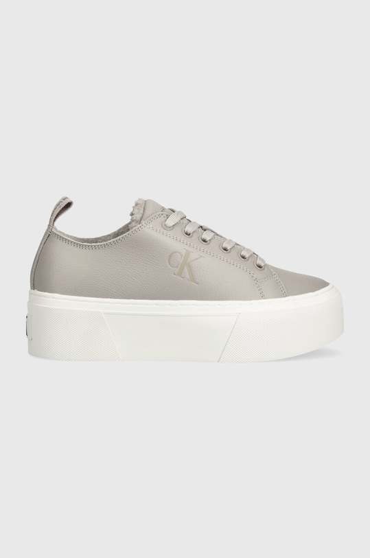 Calvin Klein Jeans sneakersy skórzane CUPSOLE FLATFORM LOW WL LTH WN platforma szary YW0YW01107
