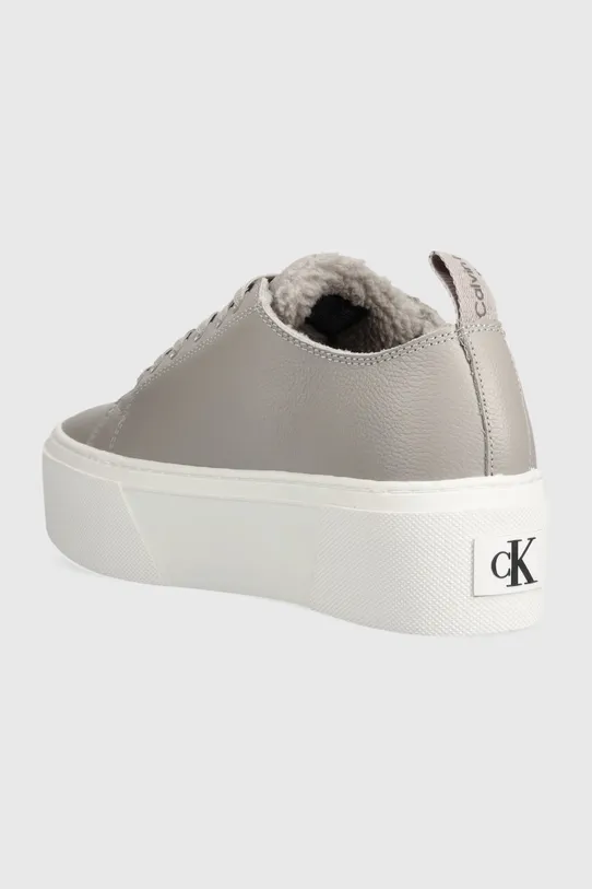 Obuwie Calvin Klein Jeans sneakersy skórzane CUPSOLE FLATFORM LOW WL LTH WN YW0YW01107 szary