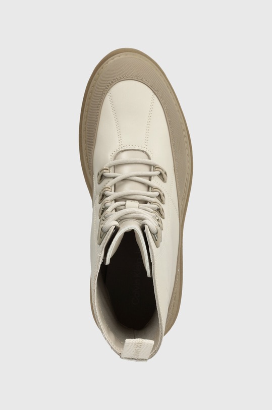 Kožené workery Calvin Klein Jeans FLATFORM LACE UP BOOT LTH béžová YW0YW01110