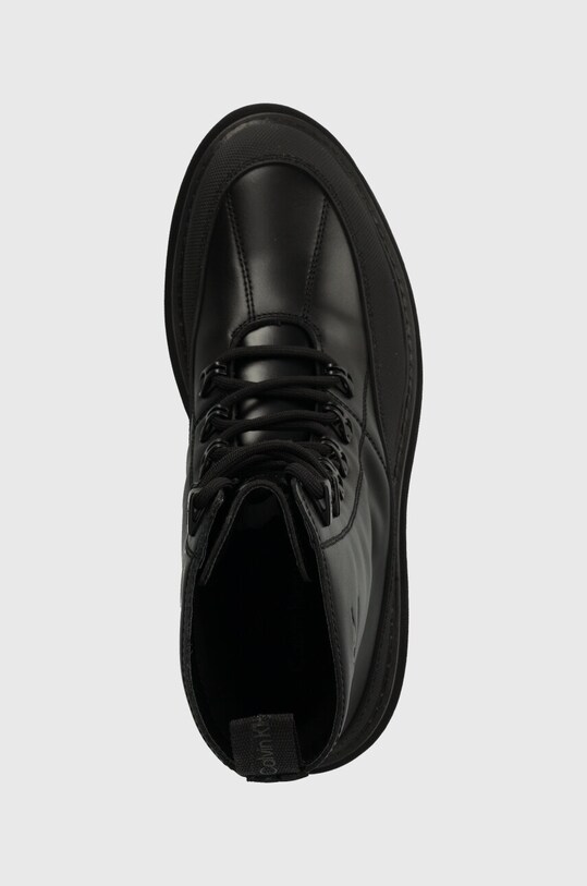 Шкіряні черевики Calvin Klein Jeans FLATFORM LACE UP BOOT LTH чорний YW0YW01110