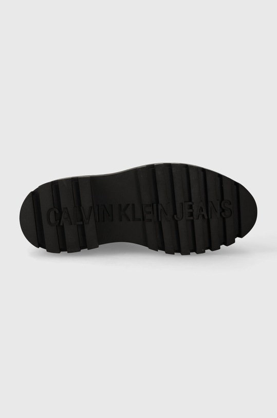 Кожаные полусапоги Calvin Klein Jeans FLATFORM LACE UP BOOT LTH YW0YW01110 чёрный