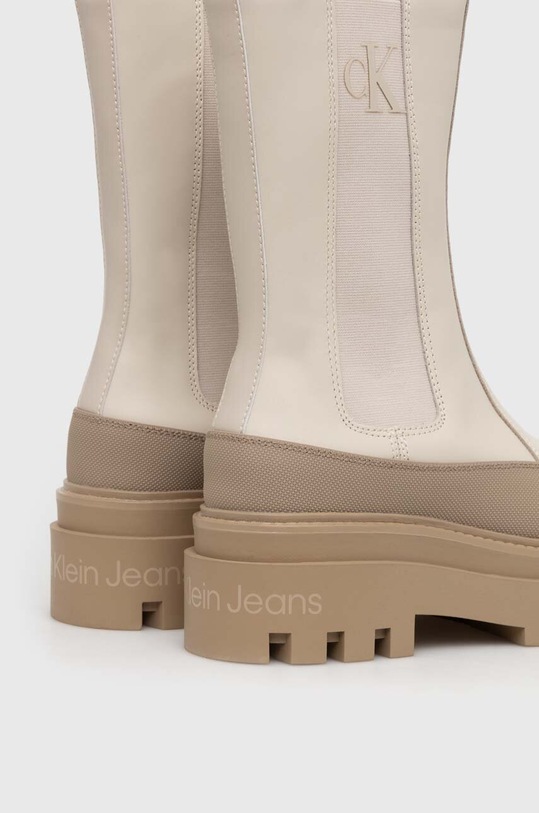 Παπούτσια Δερμάτινες μπότες τσέλσι Calvin Klein Jeans FLATFORM CHELSEA BOOT LTH WN YW0YW01111 μπεζ