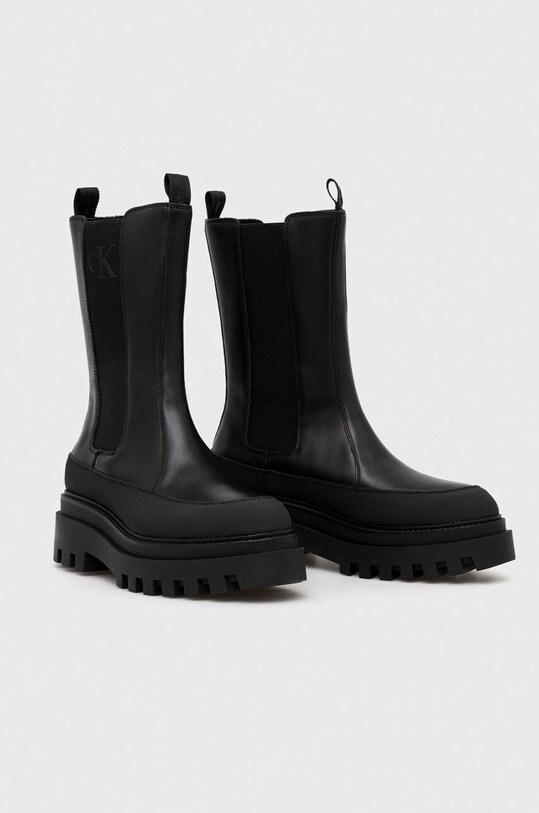 Шкіряні черевики Calvin Klein Jeans FLATFORM CHELSEA BOOT LTH WN YW0YW01111 чорний AW23