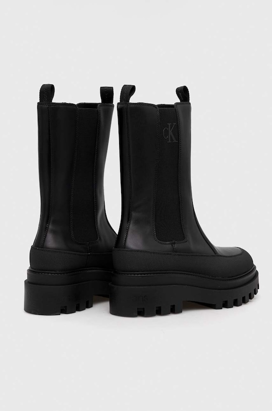 Boty Kožené kotníkové boty Calvin Klein Jeans FLATFORM CHELSEA BOOT LTH WN YW0YW01111 černá