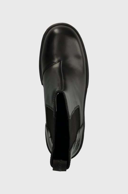 Кожени боти Calvin Klein Jeans CHUNKY HEELED CHELSEA BOOT LTH черен YW0YW01112