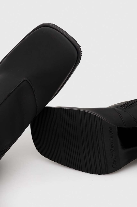 Kožne gležnjače Calvin Klein Jeans HEEL ZIP BOOT LTH WN crna YW0YW01113
