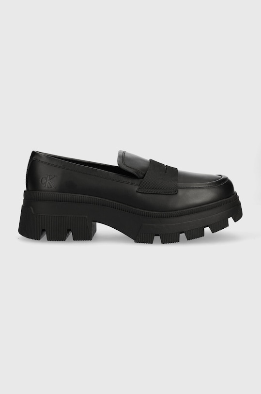 Kožené mokasíny Calvin Klein Jeans CHUNKY COMBAT LOAFER WN platforma čierna YW0YW01120