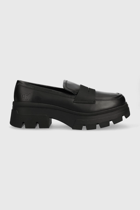 Kožené mokasíny Calvin Klein Jeans CHUNKY COMBAT LOAFER WN platforma černá YW0YW01120