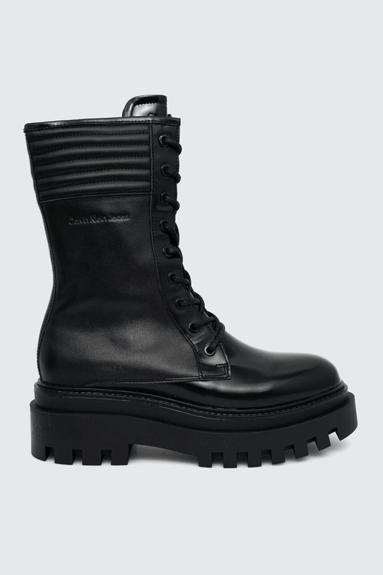 Полусапоги Calvin Klein Jeans FLATFORM KNEE BOOT LACEUP LTH WN без утепления чёрный YW0YW01137