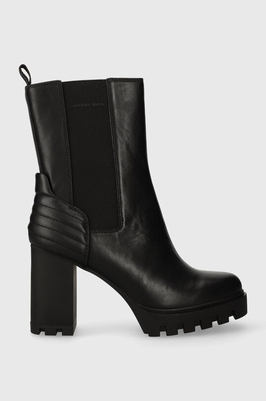 Calvin Klein Jeans botki PLATFORM CHELSEA BOOT LTH WN tekstylny czarny YW0YW01140