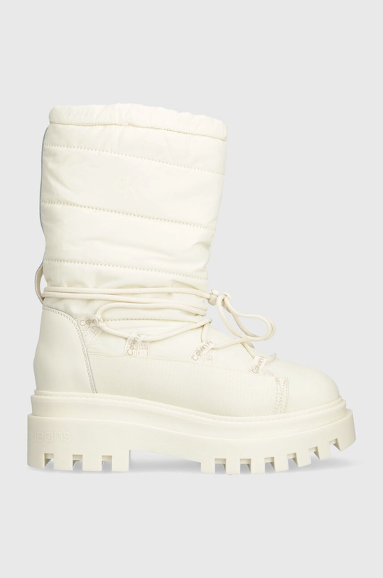 Calvin Klein Jeans śniegowce FLATFORM SNOW BOOT NYLON WN ocieplane beżowy YW0YW01146