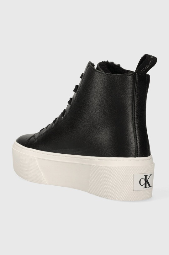Obuwie Calvin Klein Jeans trampki skórzane CUPSOLE FLATFORM MID WL LTH WN YW0YW01180 czarny