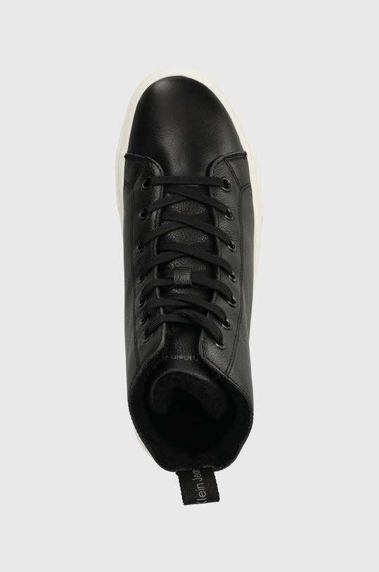 Calvin Klein Jeans trampki skórzane CUPSOLE FLATFORM MID WL LTH WN czarny YW0YW01180