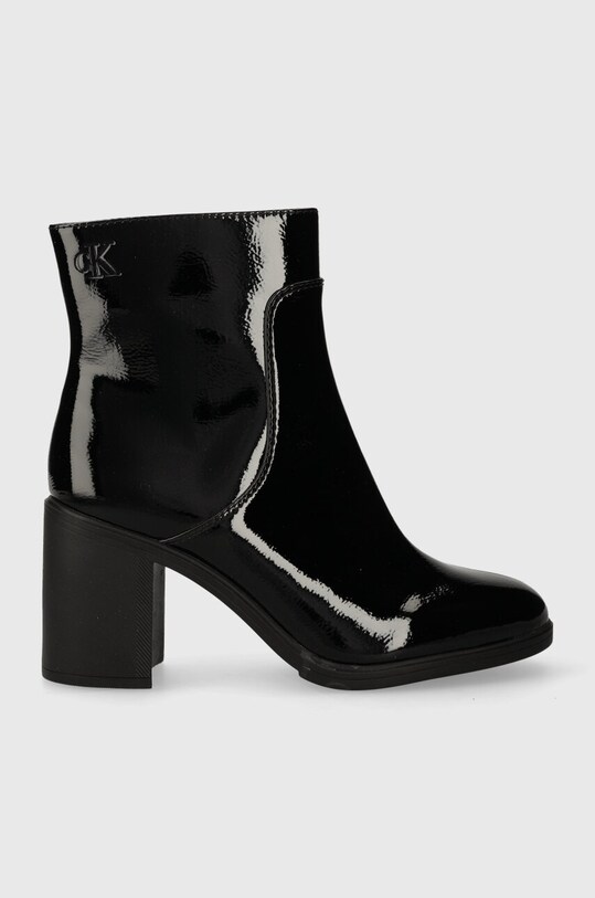 Calvin Klein Jeans botki MID BLOCK HEEL BOOT NAPLAK WN słupek czarny YW0YW01258