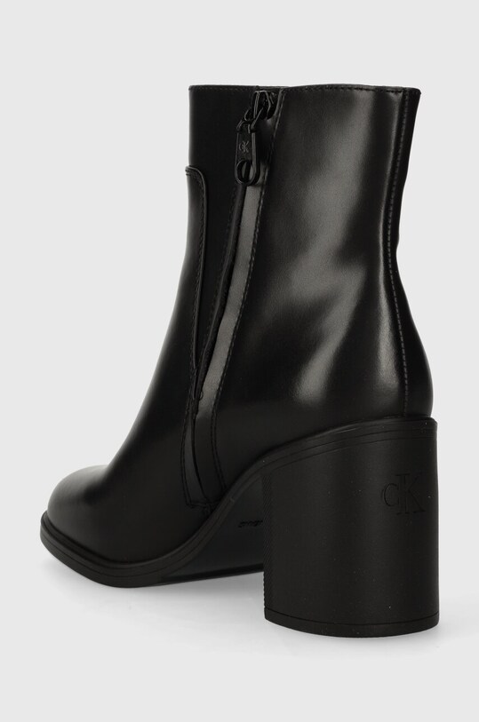 Obuwie Calvin Klein Jeans botki skórzane MID BLOCK HEEL BOOT LTH WN YW0YW01259 czarny