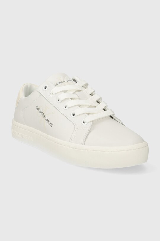 Kožne tenisice Calvin Klein Jeans CLASSIC CUPSOLE LACEUP LTH WN LACE UP YW0YW01269 bež AW23