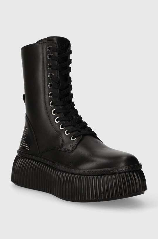Kožené členkové topánky Karl Lagerfeld KREEPER LO KC KL42375.000 čierna AW23