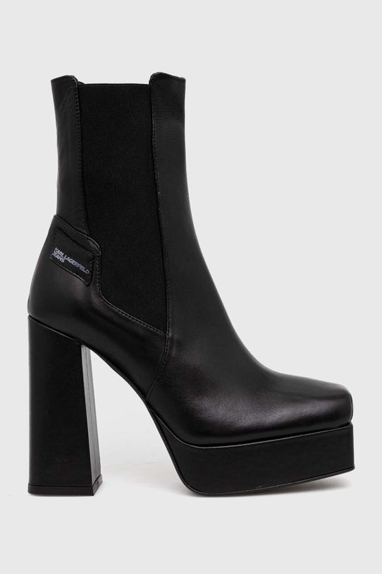 Шкіряні черевики Karl Lagerfeld Jeans STAK HEEL II лицьова шкіра чорний KLJ93140.000