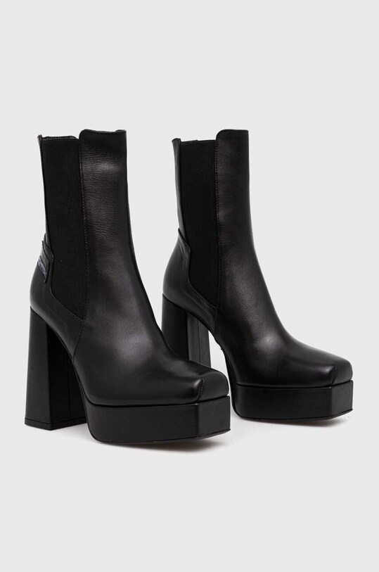 Karl Lagerfeld Jeans sztyblety skórzane STAK HEEL II KLJ93140.000 czarny AW23