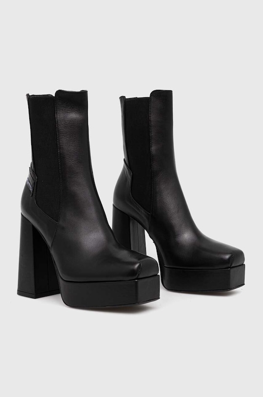 Kožené kotníkové boty Karl Lagerfeld STAK HEEL II KLJ93140.000 černá AW23
