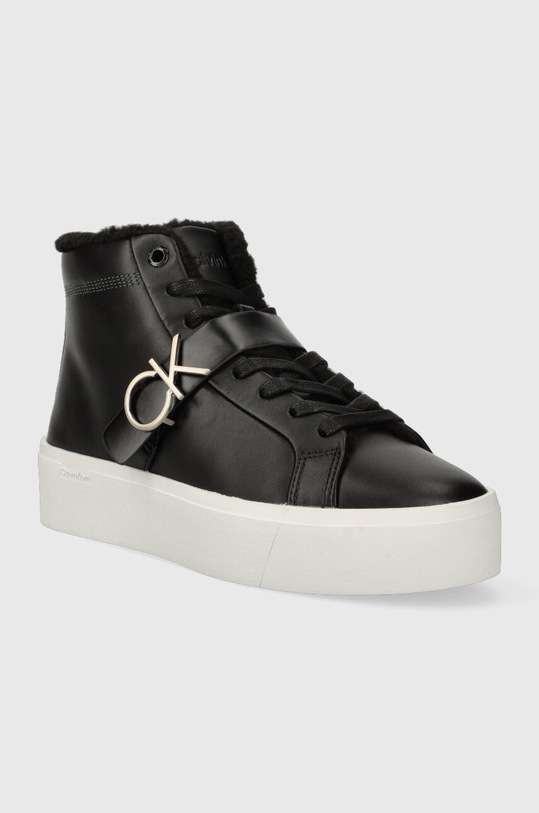 Calvin Klein trampki skórzane FLATFORM CUPSOLE HIGHTOP W/HW WL HW0HW01667 czarny AW23