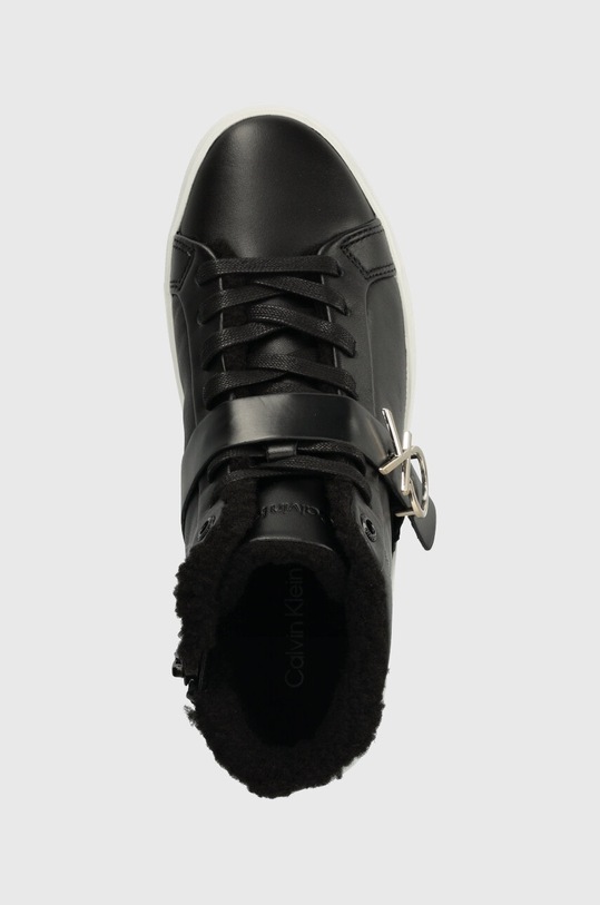 Kožené tenisky Calvin Klein FLATFORM CUPSOLE HIGHTOP W/HW WL čierna HW0HW01667