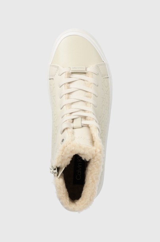 Calvin Klein trampki VULC HIGH TOP - EPI MONO WL beżowy HW0HW01675