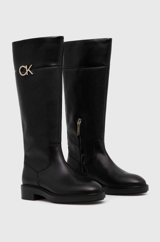 Calvin Klein csizma RUBBER SOLE KNEE BOOT W/HW nem szigetelt fekete HW0HW01689